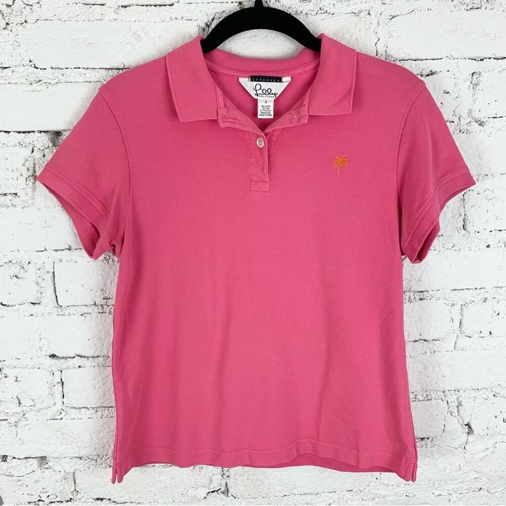 Lilly Pulitzer Vintage Shrunken Pink Prep Baby Tee Polo Shirt Small